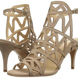New in box Vince Camuto Women's Prisintha Dress Sandal, Almond Beige